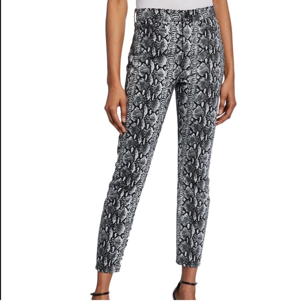 Alice + Olivia Jeans Good High Rise Skinny Jeans Snake Print Black White size 27